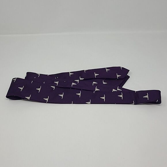 Psycho Bunny Purple Silk Tie Longhorn Steer Skull Print Vintage 100% Silk - Picture 2 of 6